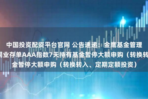 中国投资配资平台官网 公告速递：金鹰基金管理有限公司金鹰中证同业存单AAA指数7天持有基金暂停大额申购（转换转入、定期定额投资）