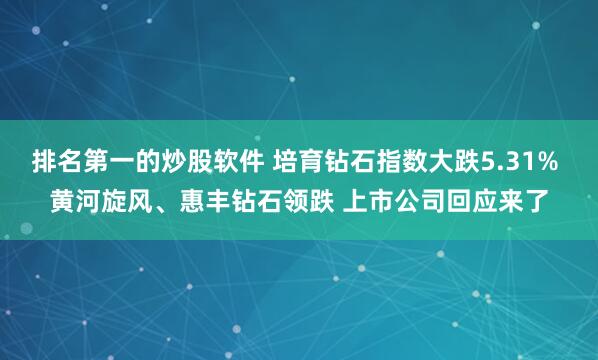 排名第一的炒股软件 培育钻石指数大跌5.31% 黄河旋风、惠丰钻石领跌 上市公司回应来了